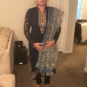 Party Wear Straight Salwar Kameez Suit.